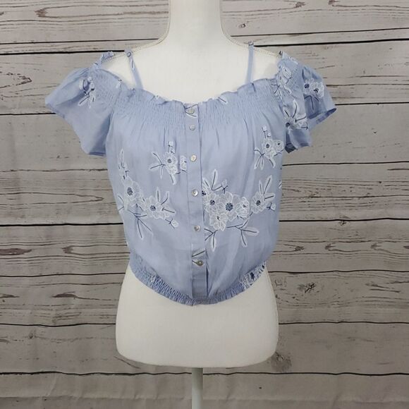 BE COOL, Light blue cold shoulder top, Med - Picture 2 of 6